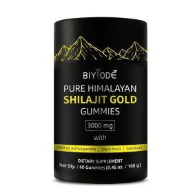 Pure Himalayan Shilajit Gummies  With Ashwagandha, Gokshura & Other Herbs No Added Sugar 60 Chewables Edible Supplement (Option: 1 Bottle)